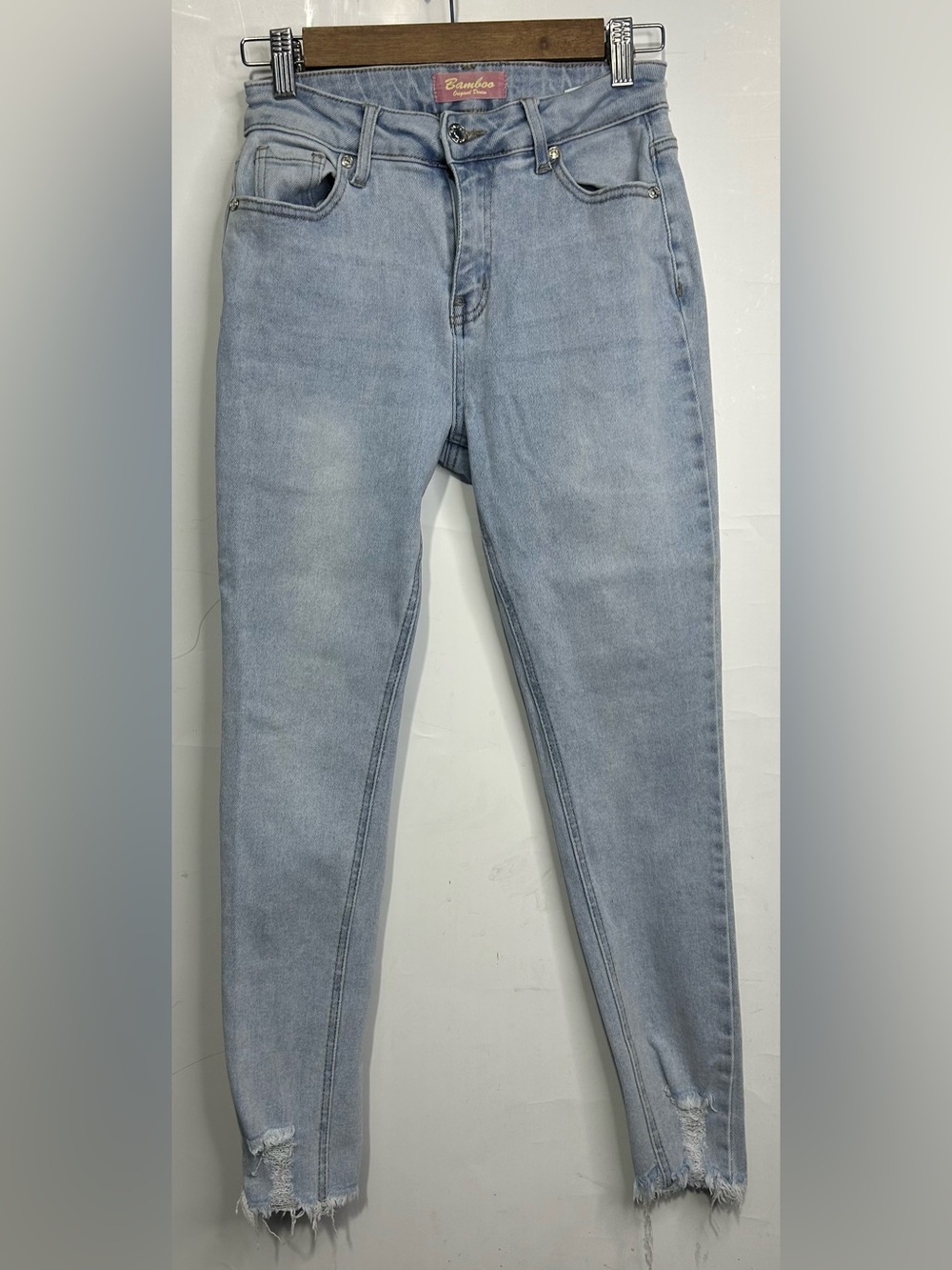 5 for $25🔥Bamboo Original Denim Raw Distressed Hem Skinny Jeans Juniors Size 7